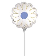 Airfill Only Mini Satin White Purple Daisy Foil Balloon