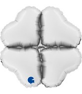 12" (15" Deflated) Standup Base Hearts Mini Satin White Foil Balloon