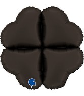 16" (22" Uninflated) Standup Base Hearts Medium Satin Fumé Black Foil Balloon