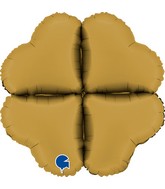 16" (22" Uninflated) Standup Base Hearts Medium Satin Gold Foil Balloon