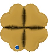 24" (32" Deflated) Standup Base Hearts Maxi Satin Gold Foil Balloon