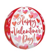 16" Orbz Multi-Film Watercolor Happy Valentine's Day Foil Balloon