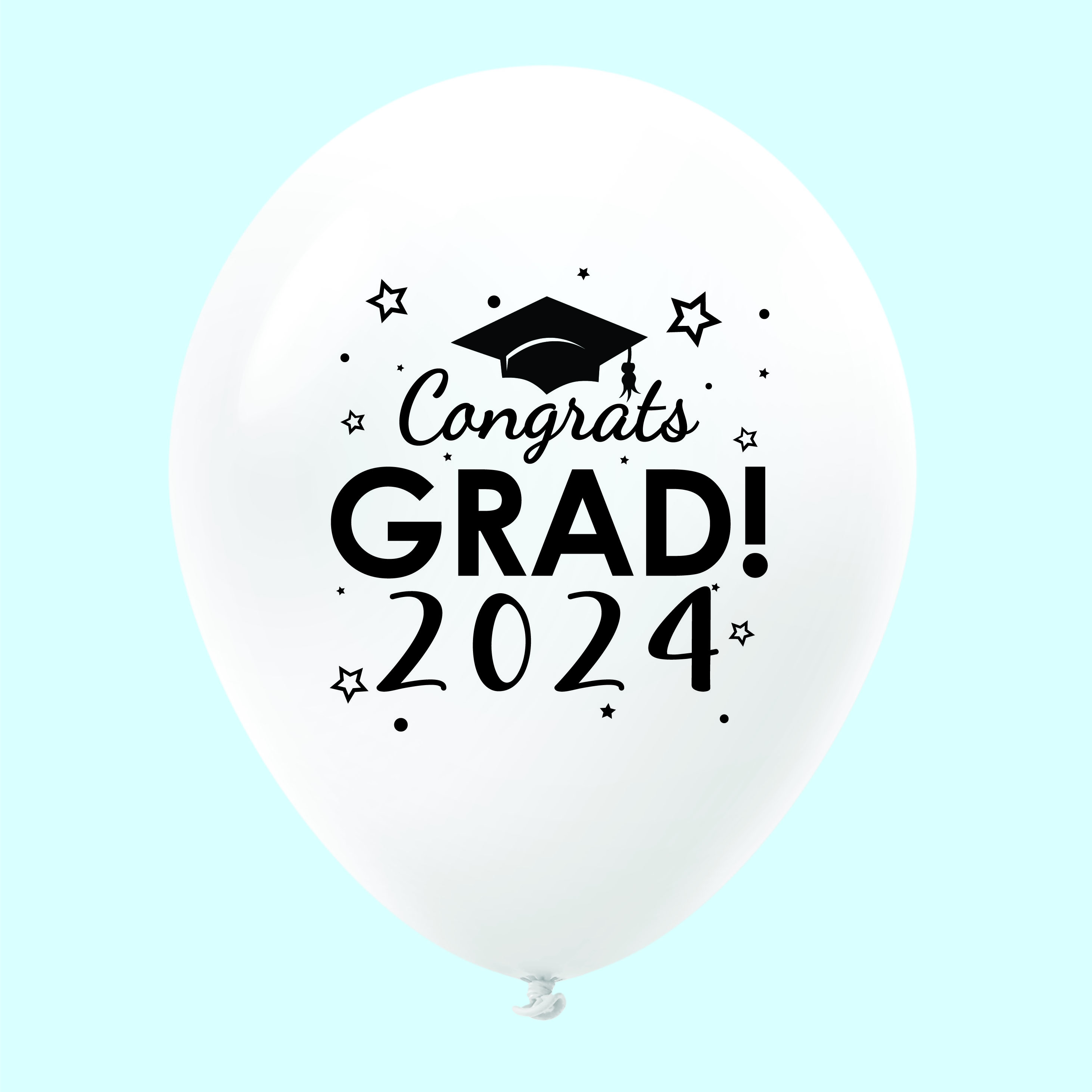 11" Congrats Grad 2024 Latex Balloons 25 Count White Bargain Balloons
