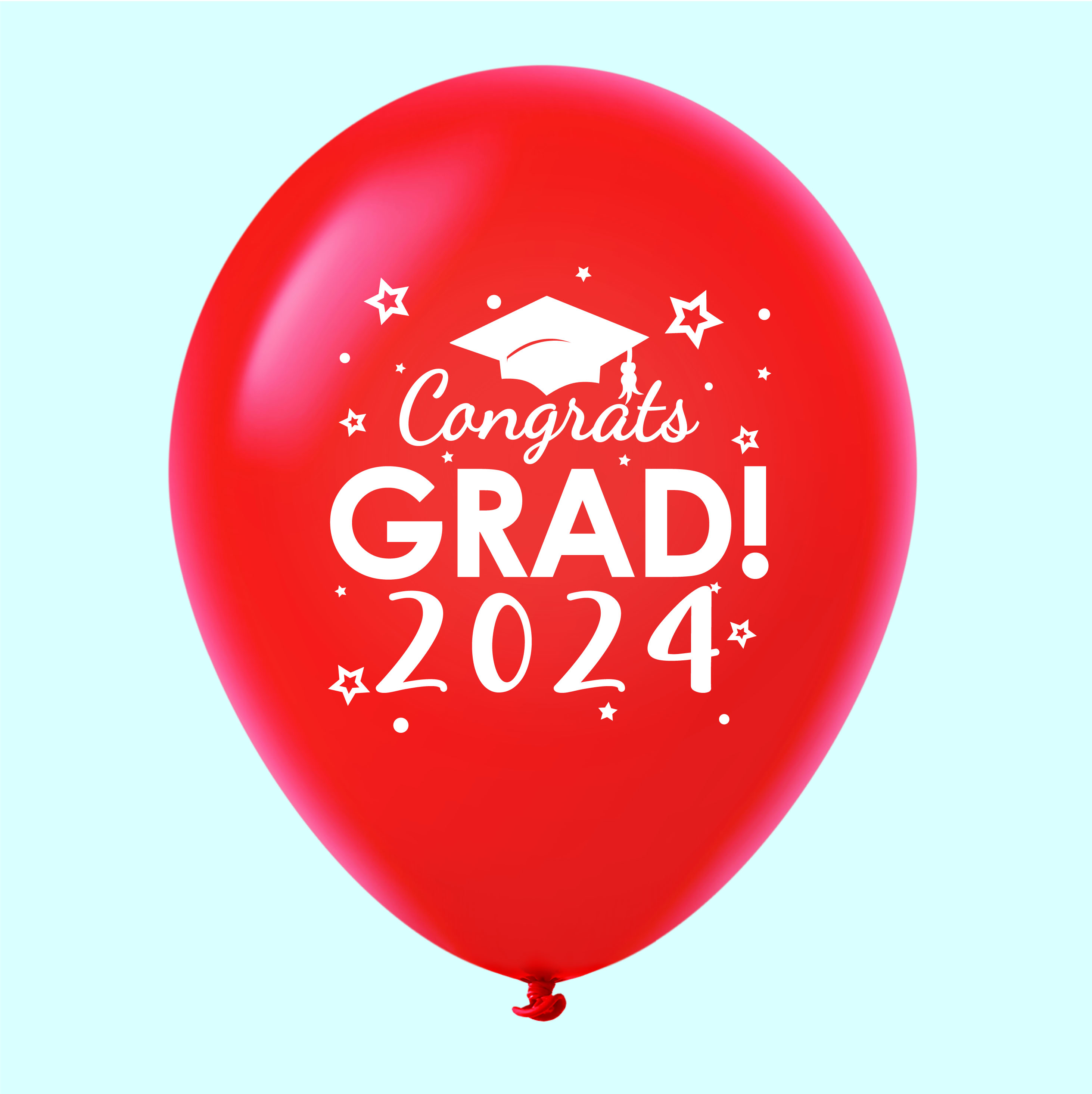 11" Congrats Grad 2024 Latex Balloons 25 Count Red Bargain Balloons