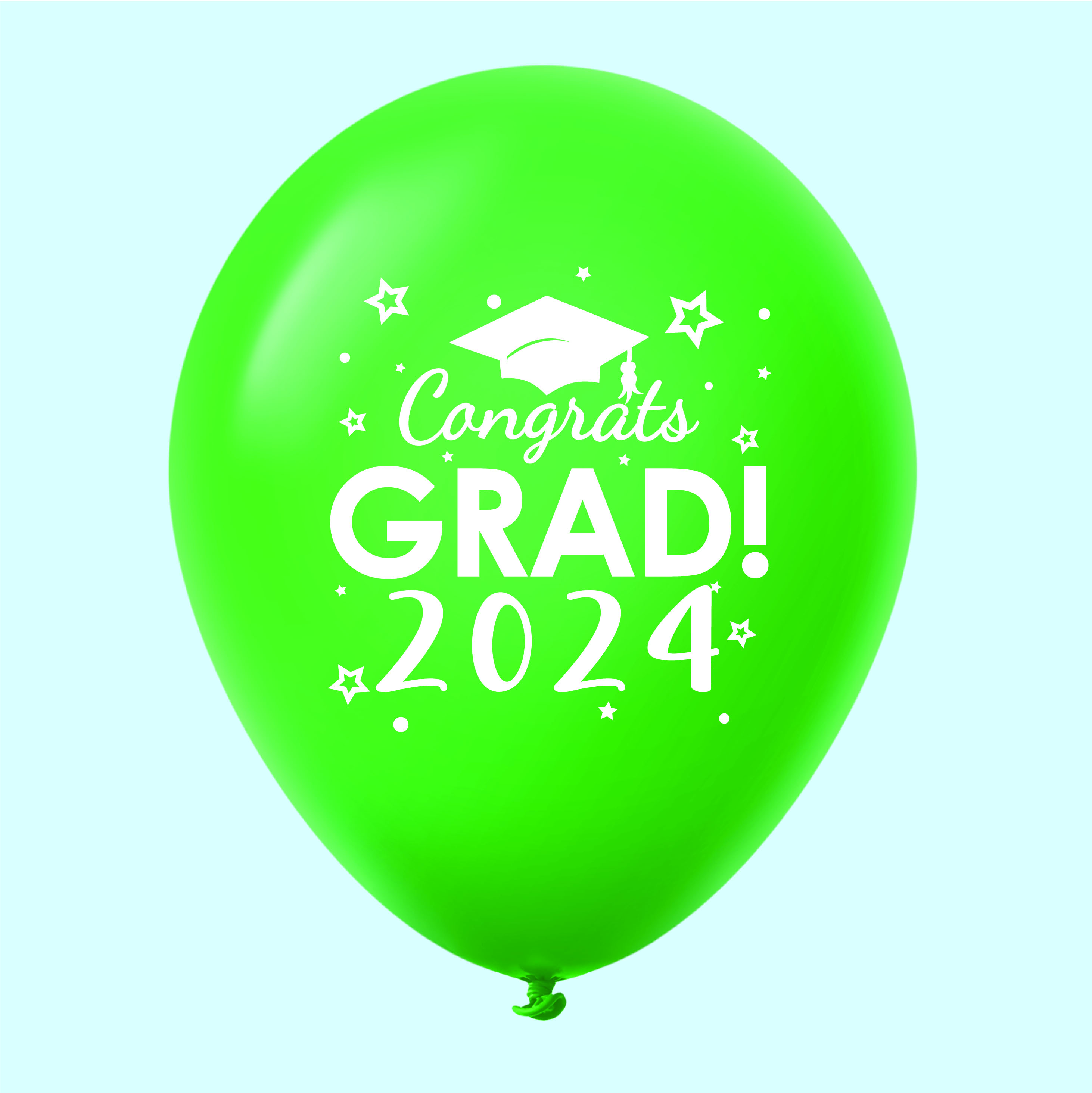 11" Congrats Grad 2024 Latex Balloons 25 Count Green Bargain Balloons