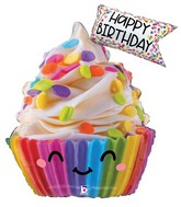 31" Shape Cute Cupcake Birthday Foil Balloon