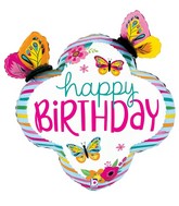 30" Shape Colorful Birthday Butterfly Frame Foil Balloon