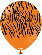 12" Kalisan Safari Tiger Orange (Printed Black-(25 Per Bag) Latex Balloons