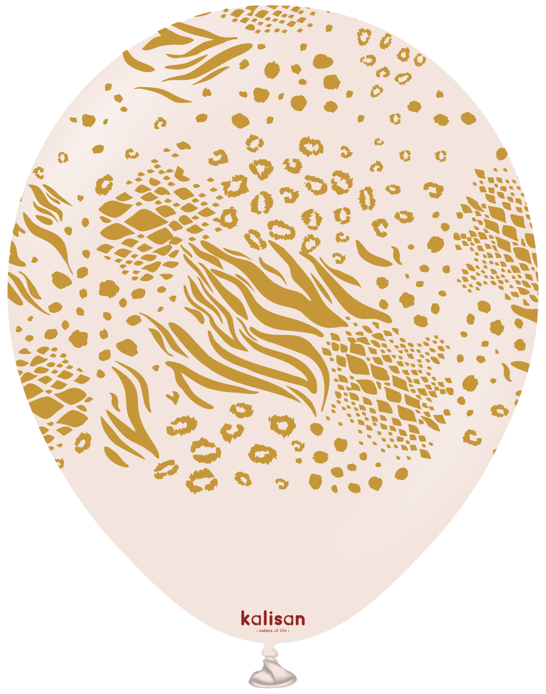 12" Kalisan Safari Mutant Pink Blush (Printed Gold-(25 Per Bag) Latex Balloons