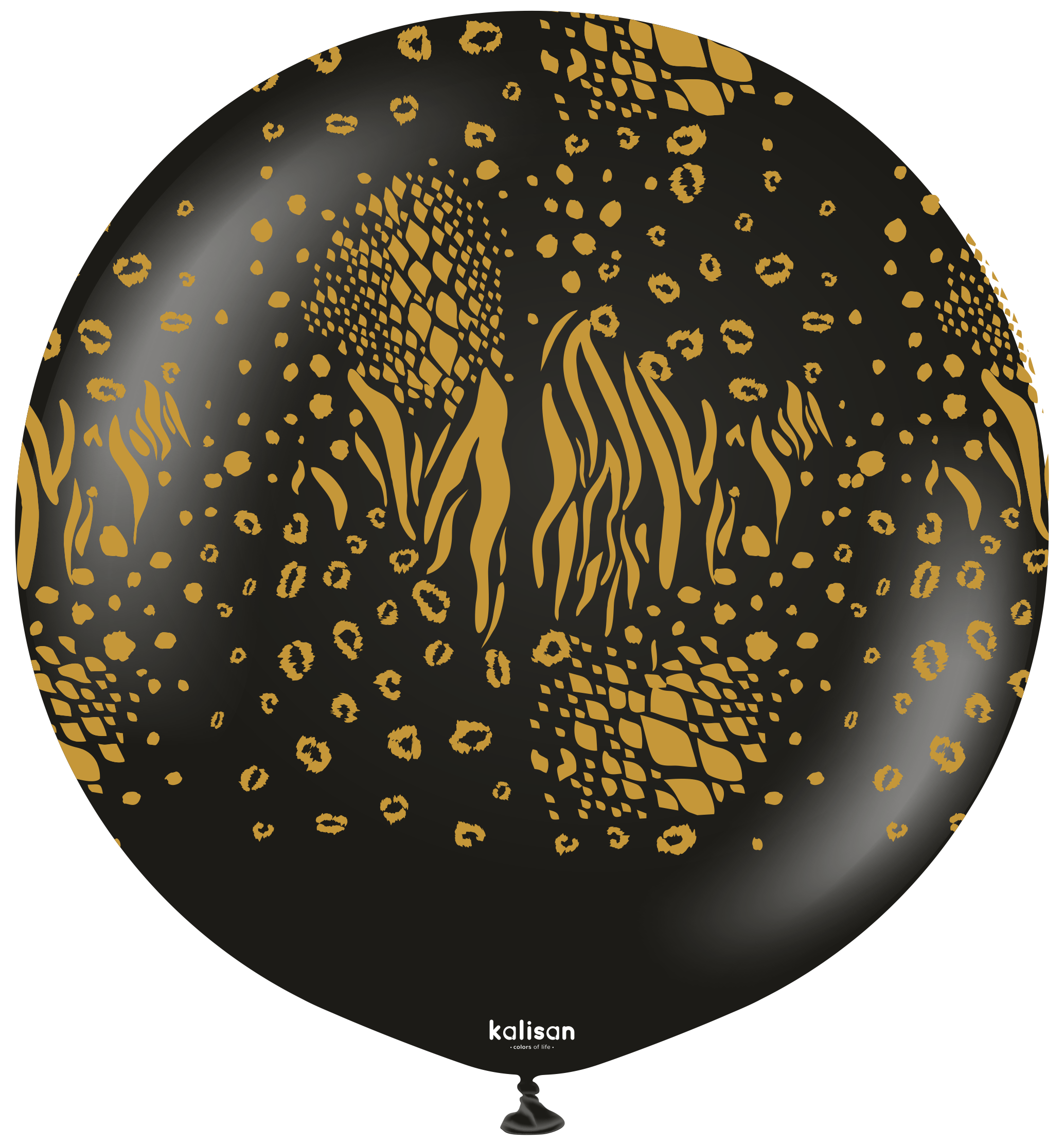 24" Kalisan Safari Mutant Black (Printed Gold-1 Per Bag) Latex Balloons