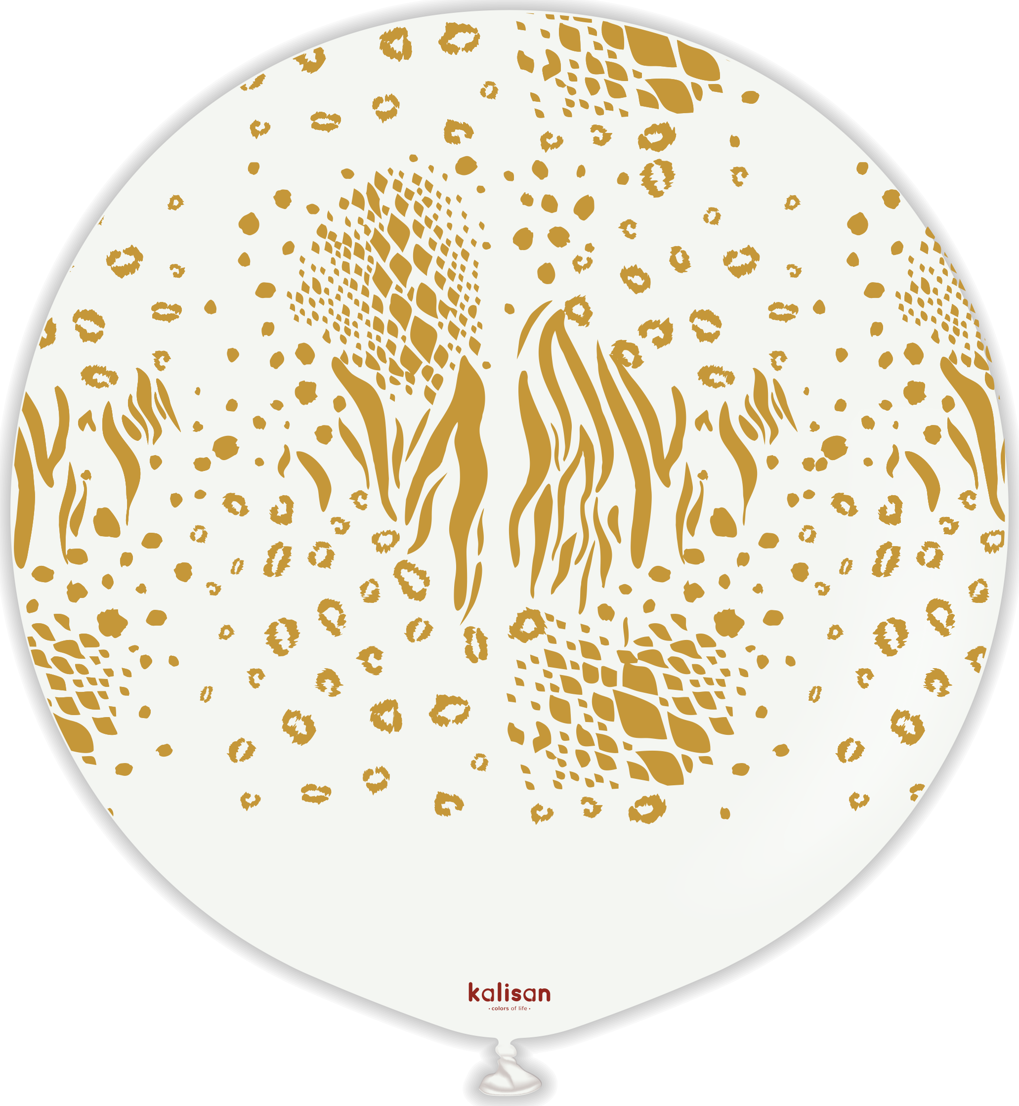 24" Kalisan Safari Mutant White (Printed Gold-1 Per Bag) Latex Balloons