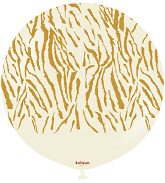 24" Kalisan Safari Tiger White Sand (Printed Gold-1 Per Bag) Latex Balloons