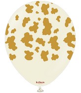 12" Kalisan Safari Cow White Sand (Printed Gold-25 Per Bag) Latex Balloons