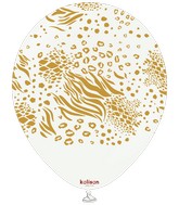 12" Kalisan Safari Mutant White (Printed Gold-25 Per Bag) Latex Balloons
