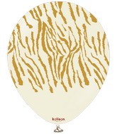 12" Kalisan Safari Tiger White Sand (Printed Gold-25 Per Bag) Latex Balloons