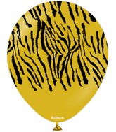 12" Kalisan Safari Tiger Mustard (Printed Black-25 Per Bag) Latex Balloons