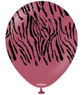 12" Kalisan Safari Tiger Wild Berry (Printed Black-25 Per Bag) Latex Balloons