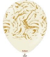 12" Kalisan Space Nebula White Sand (Printed Gold-25 Per Bag) Latex Balloons