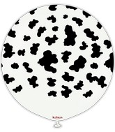 24" Kalisan Safari Cow White (Printed Black-1 Per Bag) Latex Balloons