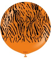 24" Kalisan Safari Tiger Orange (Printed Black-1 Per Bag) Latex Balloons