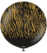 24" Kalisan Safari Tiger Black (Printed Gold-1 Per Bag) Latex Balloons