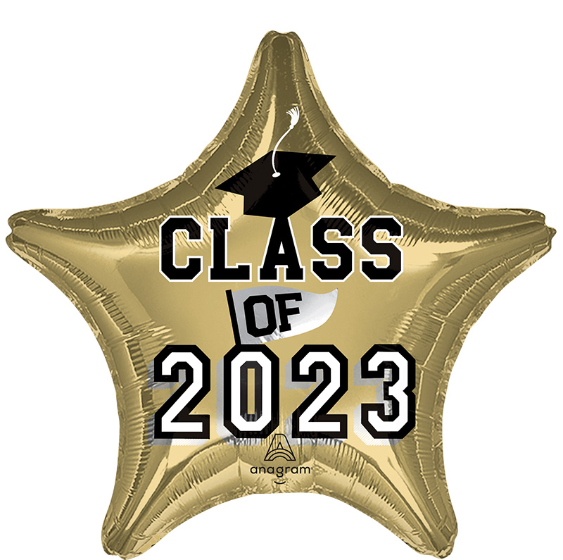 18" Graduation Class of 2023 White Gold Foil Balloon Bargain