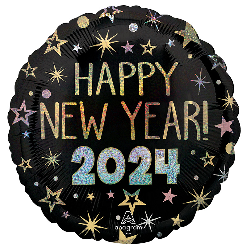 18" 2024 New Year Celebration Foil Balloon Bargain Balloons Mylar