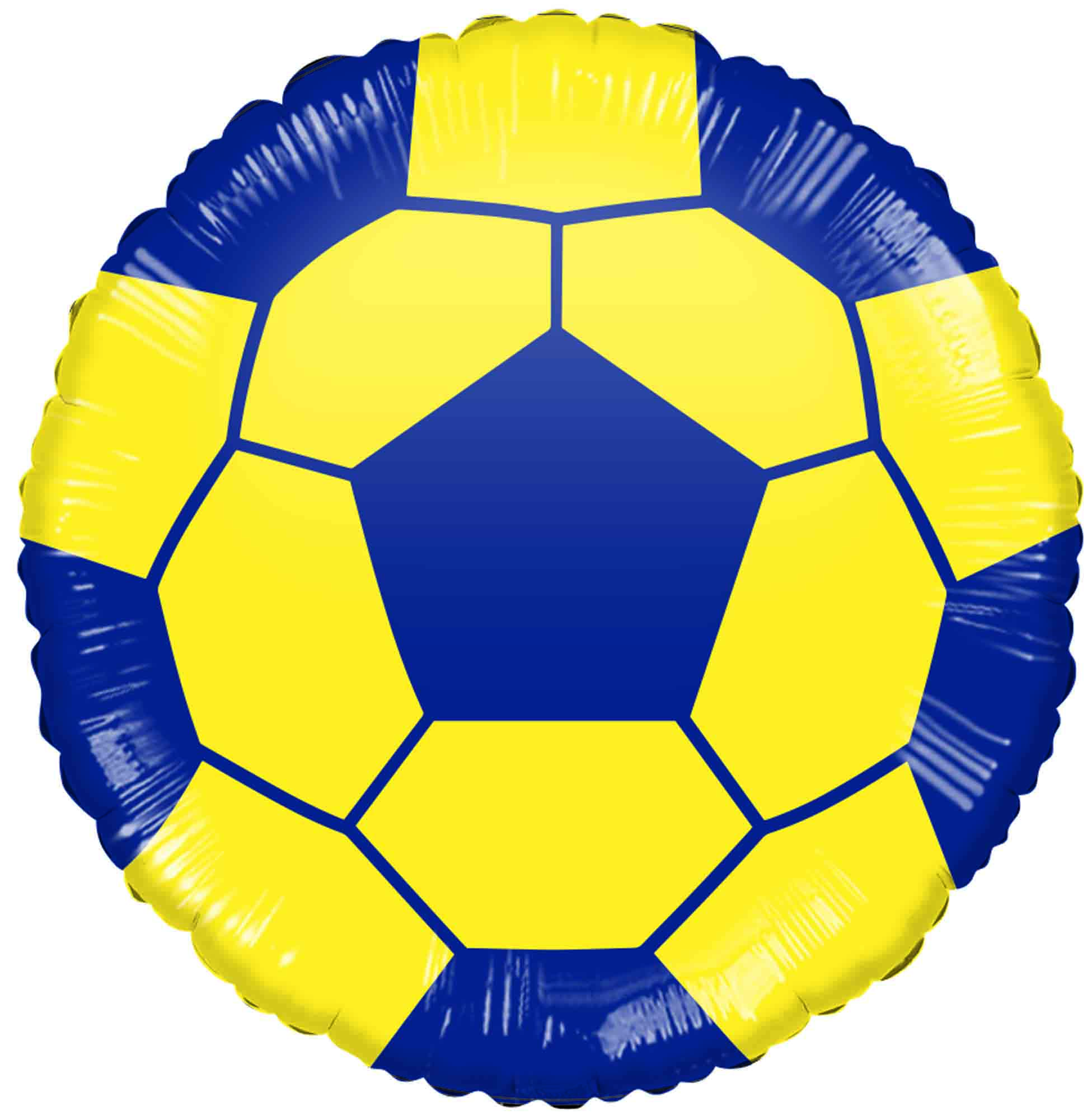 18" Soccer Yellow With Blue Foil Balloon