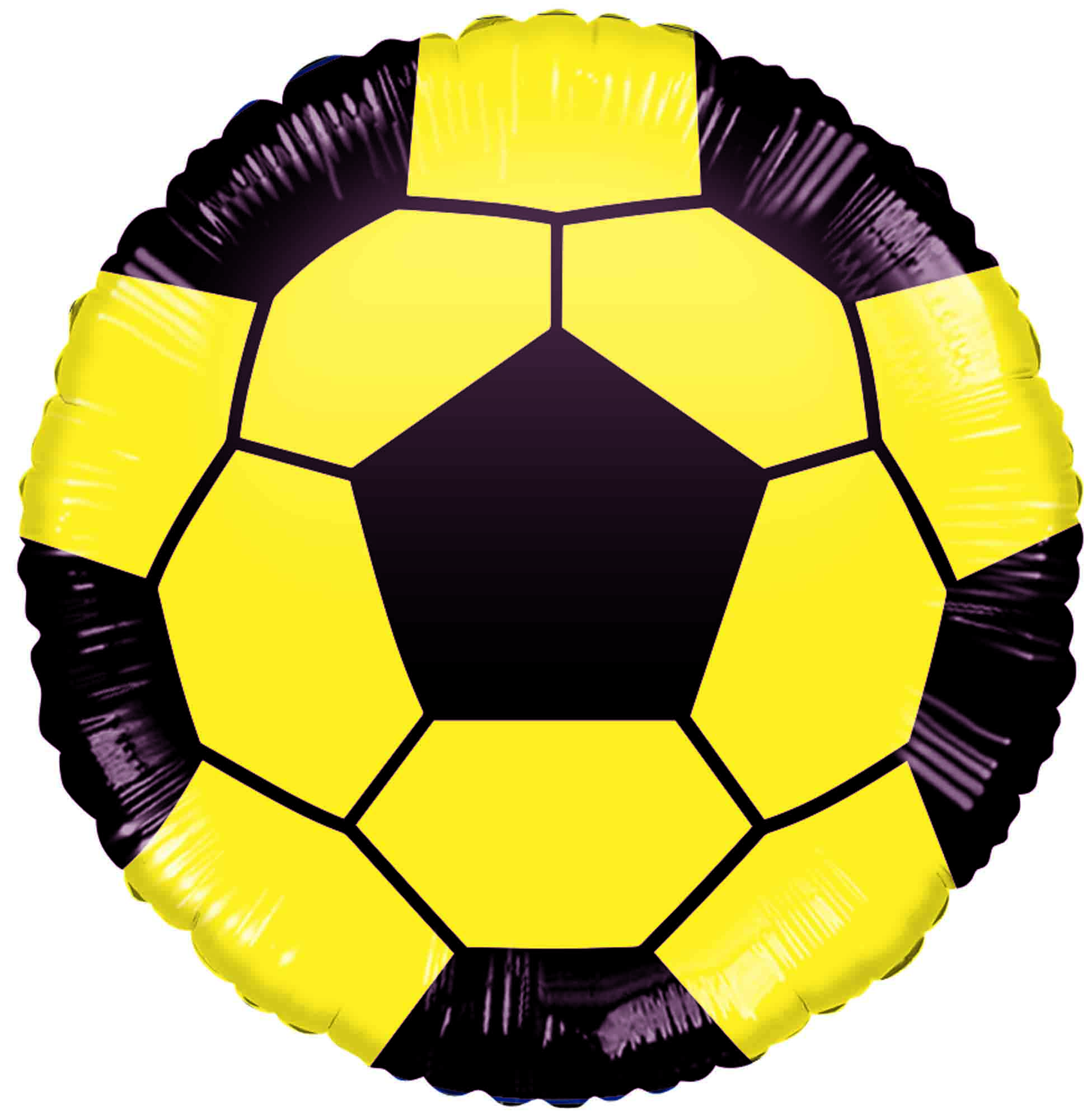 18" Soccer Yellow With Black Foil Balloon