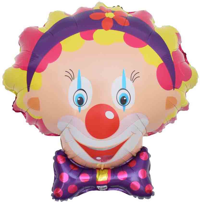 10" Airfill Only Clown With Headband Foil Balloon
