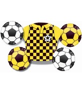 Bouquet 5pc Soccer T Shirt Yellow With Black Foil Balloon