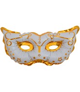 10" Airfill Only White Mask With Decoration Foil Balloon