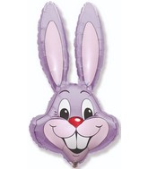 35" Bunny Rabbit Head Pastel Lilac Foil Balloon