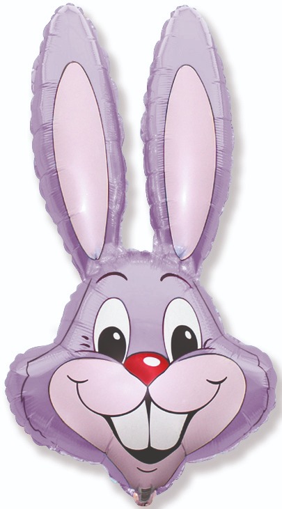 35" Bunny Rabbit Head Pastel Lilac Foil Balloon