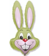 35" Bunny Rabbit Head Pastel Lime Green Foil Balloon