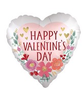 28" Happy Valentine's Day Satin Romantic Flowers Foil Balloon