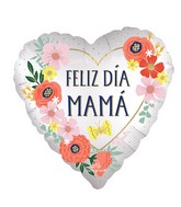 18" Satin Feliz Dia Mama Blooms (Spanish) Foil Balloon
