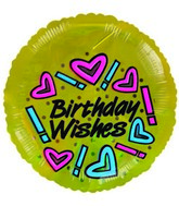 2"  Airfill Happy Birthday Wishes Gold  Balloon