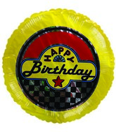 4" Airfill Only Happy Birthday Yellow Checkered Balloon