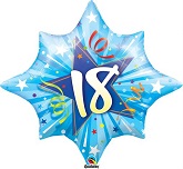 28" 18th Birthday  Blue Shinning Star Balloon