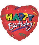 4" Airfill Only Happy Birthday Red Heart Balloon