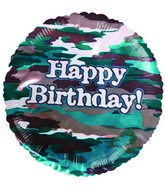 9"  Airfill Happy Birthday Camouflage Balloon
