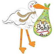 39" New Baby Stork Mylar Balloon