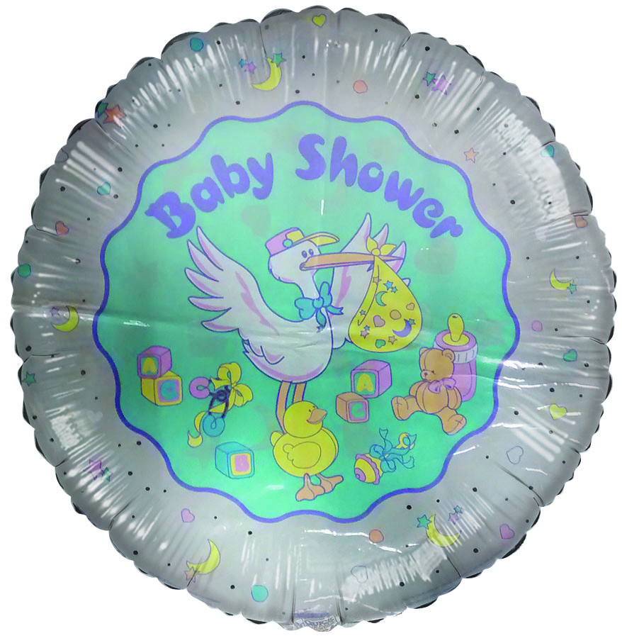 36" Baby Shower Stork & Baby Toys Jumbo White Balloon