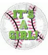 4" Airfill Only It's a Girl Baseball Balloon