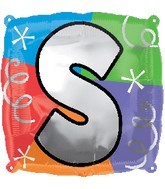 18" Designer Square Letter Balloon "S"