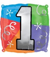 18" Designer Square Number Balloon "1"