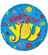 4" Airfill Only Thinking of You Blue Flower Fun Balloon