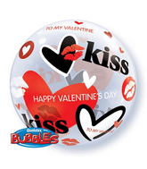 22" Valentine Kisses & Hearts Single Bubble