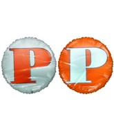18" Letter P Orange & White Round Mylar Balloon